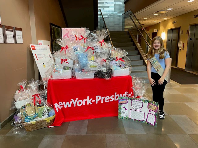 Addison Lang distributed care packages to patients at NYP Hudson Valley Hospital