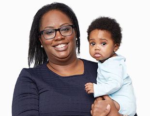 Ebony Boyd holding her child