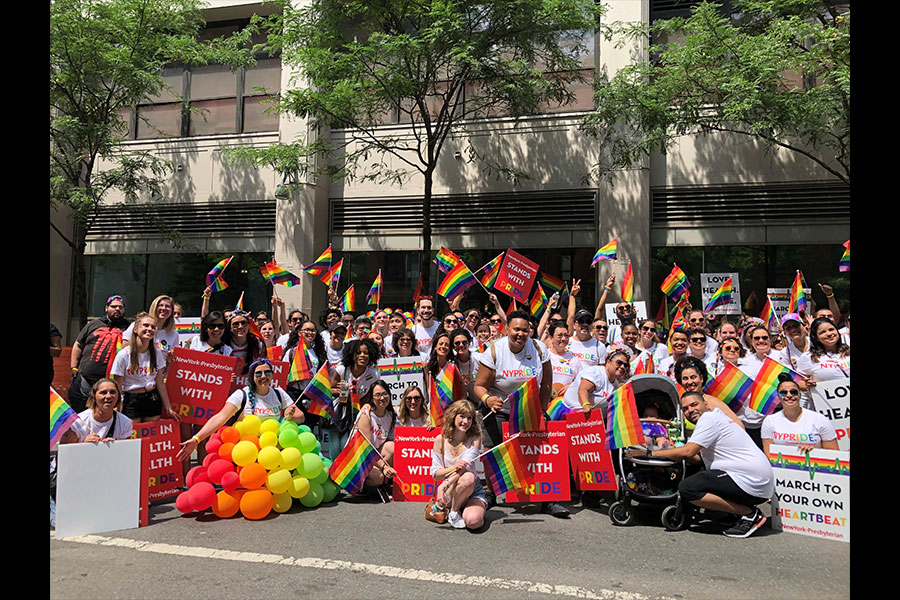 Group photo at LGBTQ pride event 