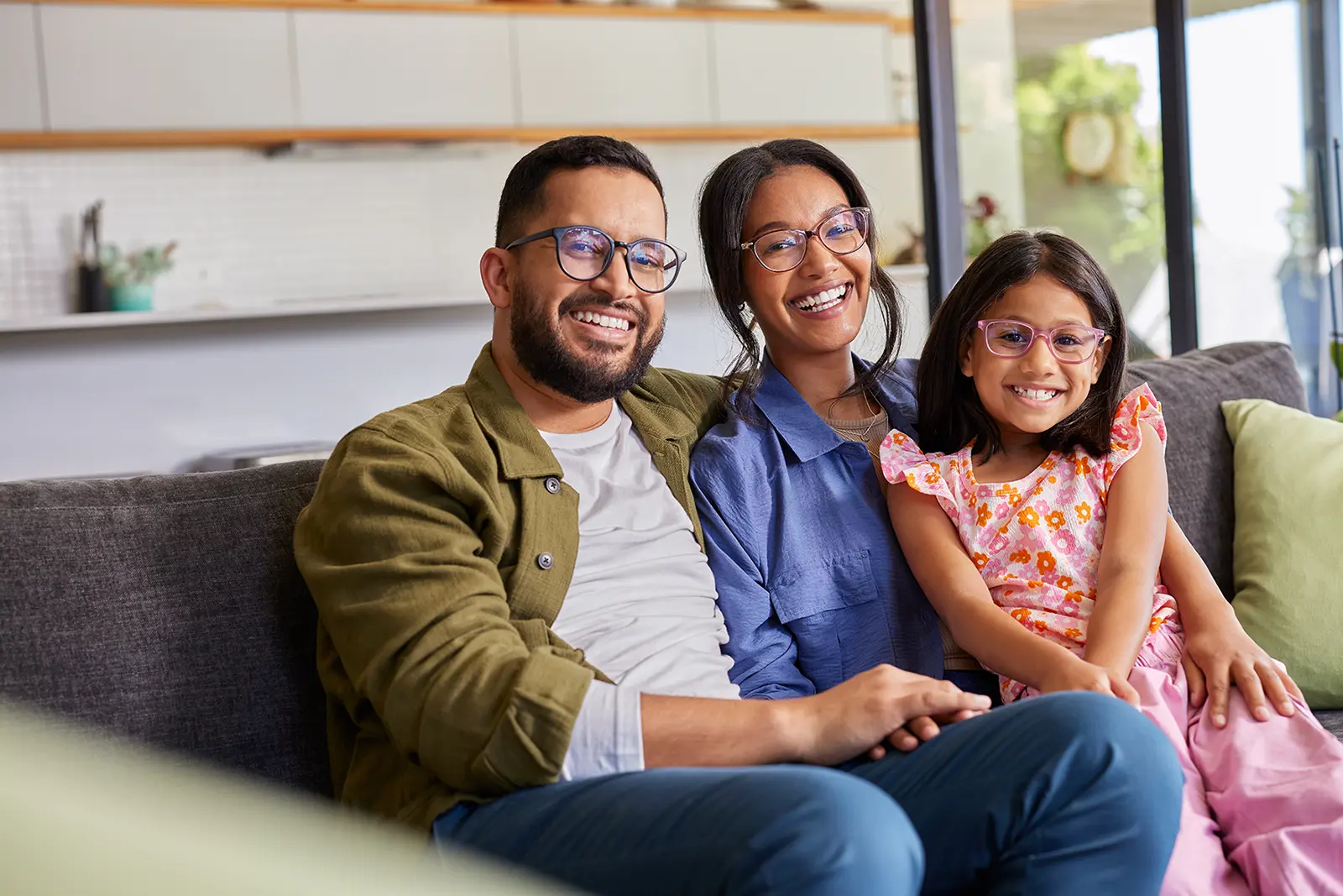 diverse family picture with all wearing glasses